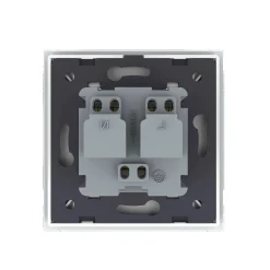 Gniazdo z bolcem 230V 16A z czarnym panelem szklanym i nakładką bryzgoszczelną (VL-W01FRNW-62) LIVOLO