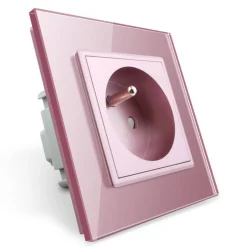 Gniazdo z bolcem 230V 16A z różowym panelem szklanym (VL-W01FR-67) LIVOLO