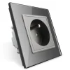 Gniazdo z bolcem 230V 16A ze srebrnym panelem szklanym (VL-W01FR-64) LIVOLO