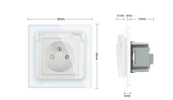 Gniazdo z bolcem 230V 16A ze złotym panelem szklanym i nakładką bryzgoszczelną (VL-71FR-63 NW) LIVOLO