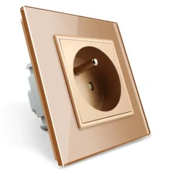 Gniazdo z bolcem 230V 16A ze złotym panelem szklanym (VL-W01FR-63) LIVOLO