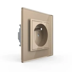 Gniazdo z bolcem 230V 16A ze złotym panelem szklanym (VL-W01FR-63) LIVOLO