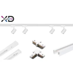 Gotowy zestaw szynowy z 4 reflektorami 1-faza GU10 biały 2m (XD-IT202W) - Xudo