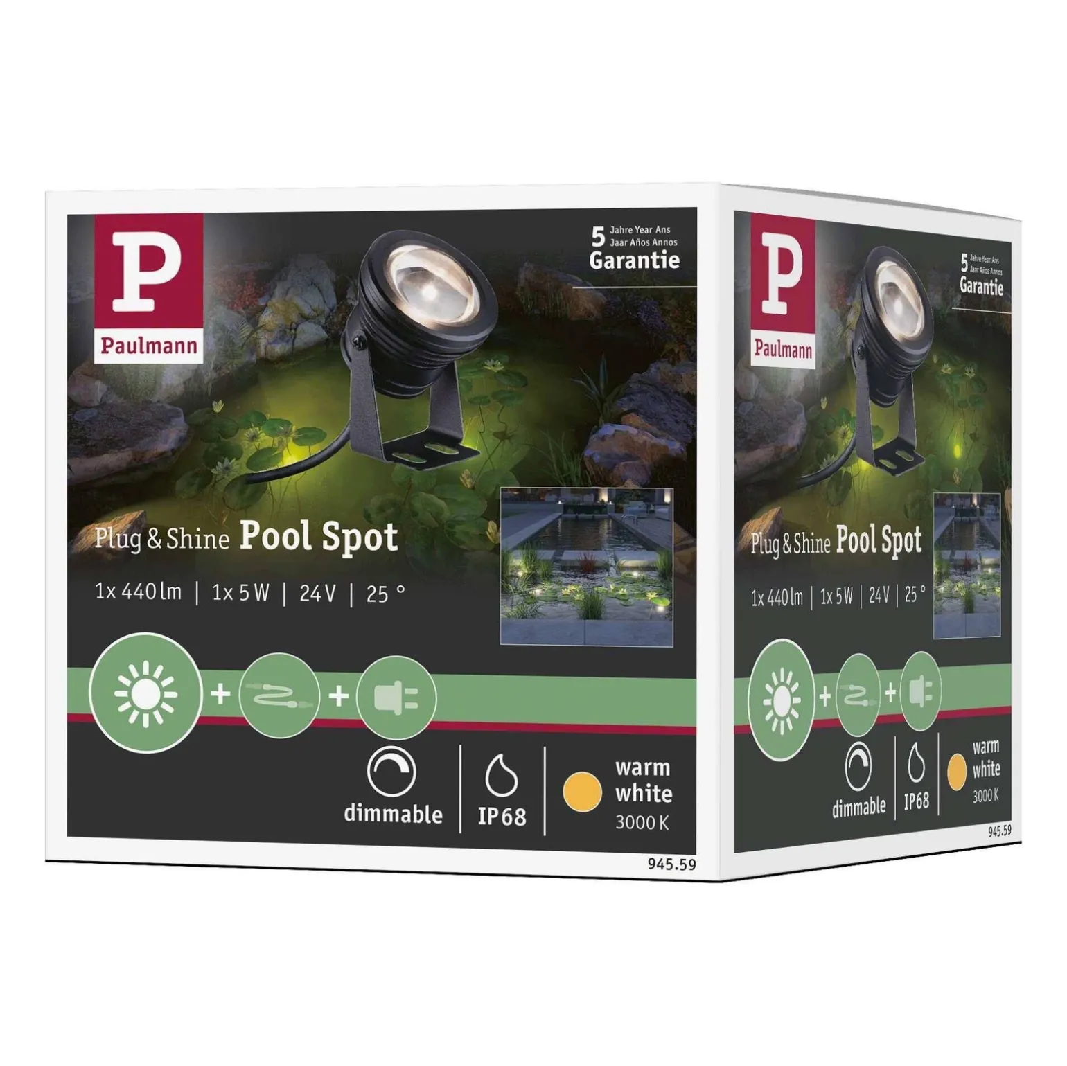 Hermetyczna oprawa do oczka wodnego Plug & Shine POOL SPOT 5W IP68 24V (PL94559) - PAULMANN