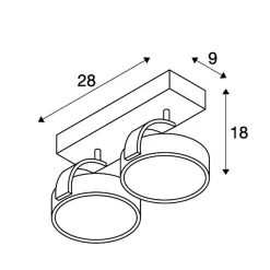 KALU 2 QPAR111, ścienna/sufitowa, czarna, max. 75W