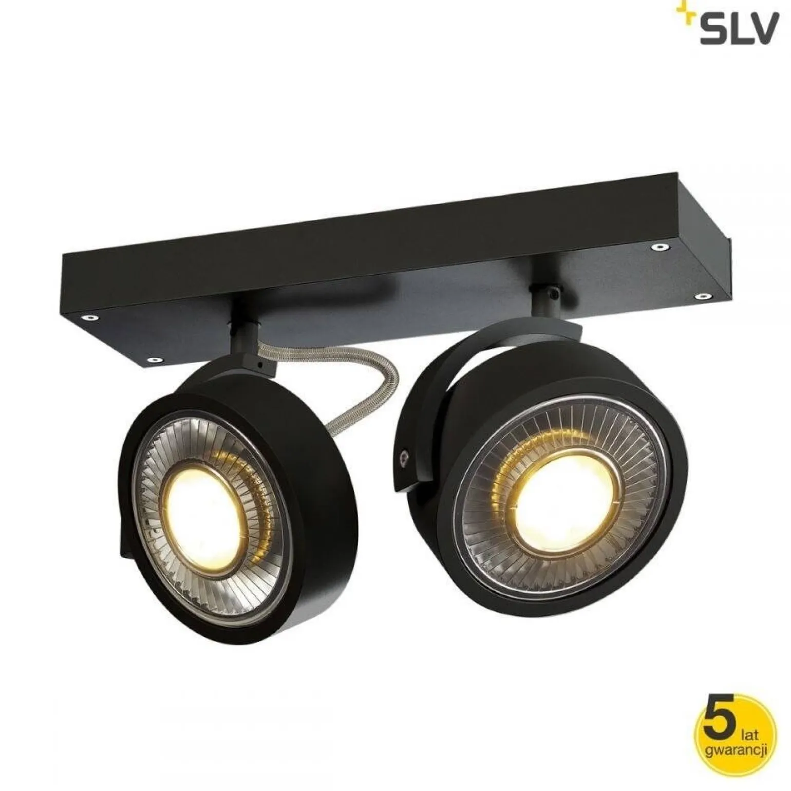 KALU 2 QPAR111, ścienna/sufitowa, czarna, max. 75W