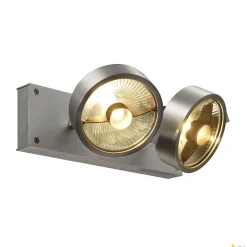 KALU, lampa ścienna i sufitowa, dwupunktowa, QPAR111, okrągła, szczotkowane aluminium, maks. 150 W (147316) - SLV