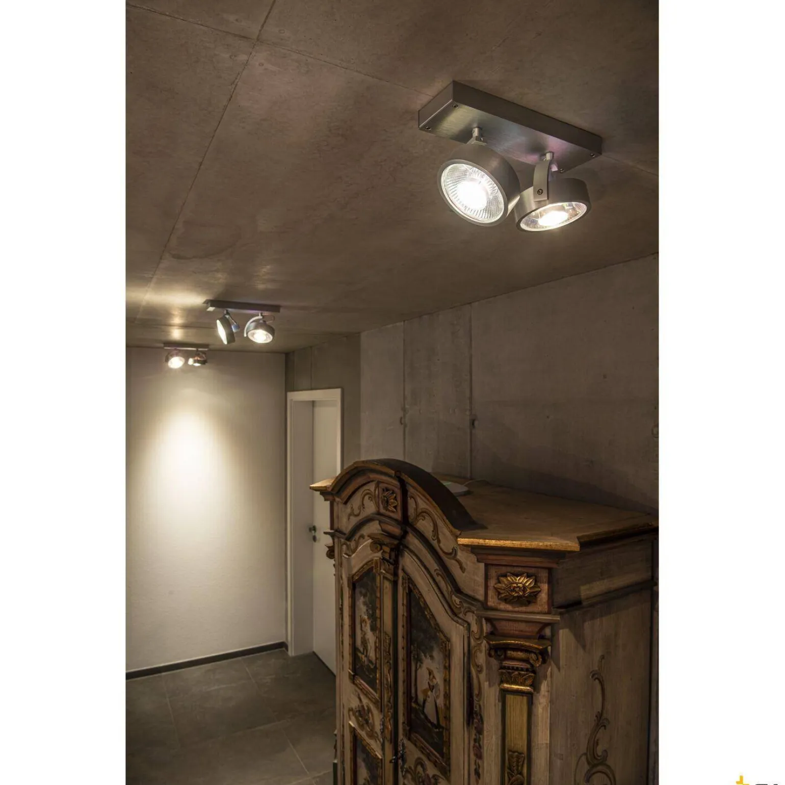 KALU, lampa ścienna i sufitowa, dwupunktowa, QPAR111, okrągła, szczotkowane aluminium, maks. 150 W (147316) - SLV