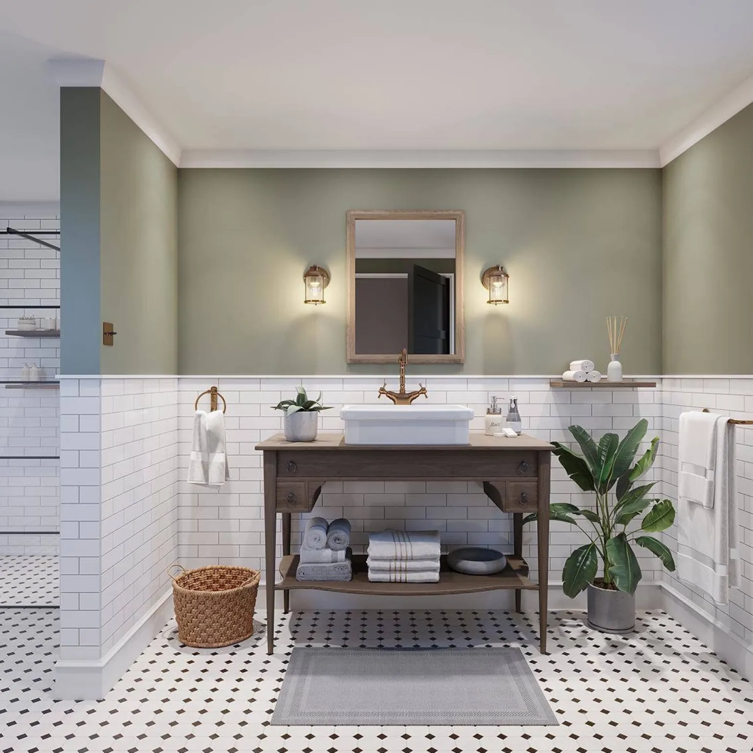 Kinkiet Ashlandbay - 1 źródło światła - Naturalny mosiądz (QN-ASHLANDBAY1-NBR-BATH) - Quintiesse