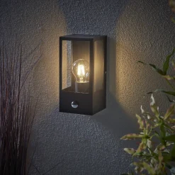 Kinkiet Breton PIR wall Black IP44 28W (94348) - Saxby