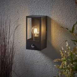 Kinkiet Breton PIR wall Black IP44 28W (94348) - Saxby