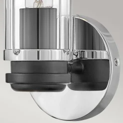 Kinkiet do łazienki Masthead - 1 źródło światła - Polerowany chrom & Czarny (HK-MASTHEAD1-PCBK) - Hinkley