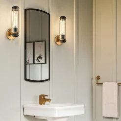 Kinkiet do łazienki Masthead - 1 źródło światła - Stary mosiądz & Czarny (HK-MASTHEAD1-HBBK) - Hinkley