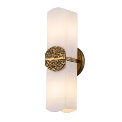 Kinkiet Elan - 2 źródła światła - Płatkowe złoto (QN-ELAN-2WB-DG-OPAL) - Quintiesse