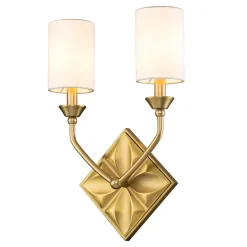 Kinkiet Epsilon - 2 źródła światła - Postarzany mosiądz (QN-EPSILON-2WB-AB) - Quintiesse