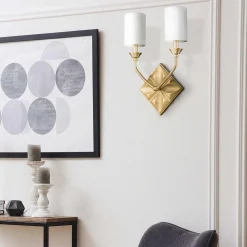 Kinkiet Epsilon - 2 źródła światła - Postarzany mosiądz (QN-EPSILON-2WB-AB) - Quintiesse