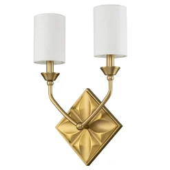 Kinkiet Epsilon - 2 źródła światła - Postarzany mosiądz (QN-EPSILON-2WB-AB) - Quintiesse