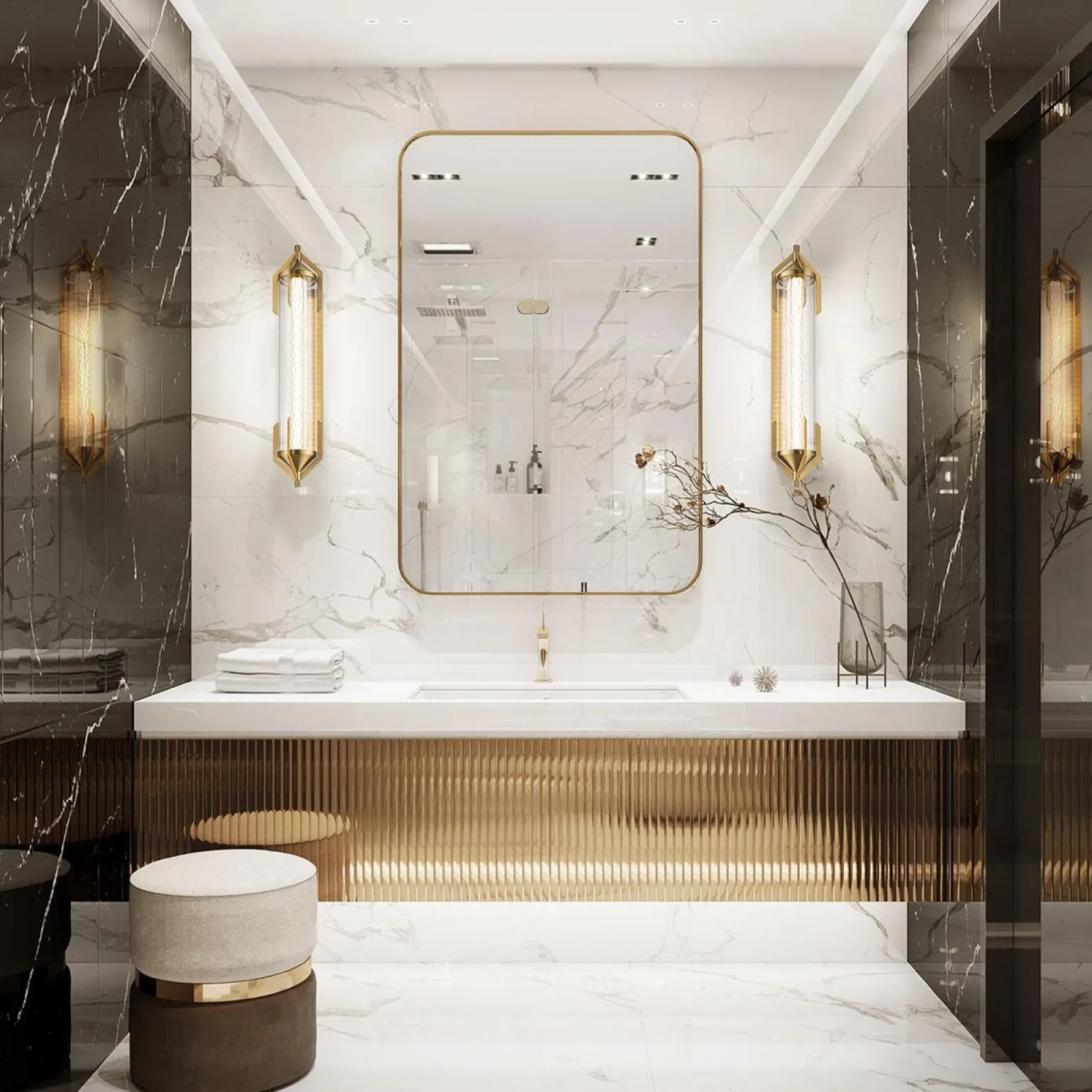 Kinkiet Espada - Szczotkowane złoto (QN-ESPADA-2W-BG) - Quintiesse