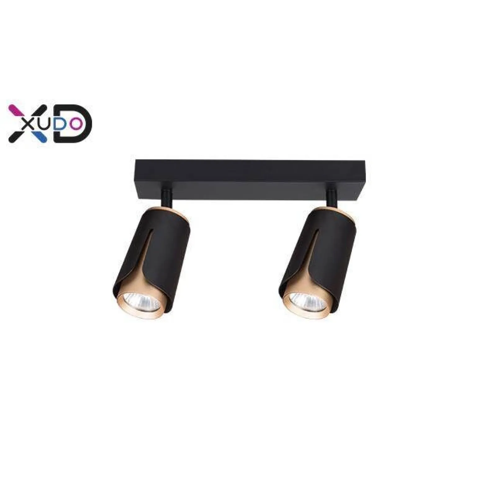Kinkiet GU10 LED x2 czarny+złoty (XD-IK262B) - Xudo