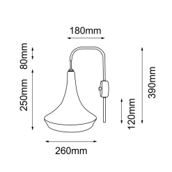 Kinkiet Mahaka - Szary (390 mm) (4034) - Shilo