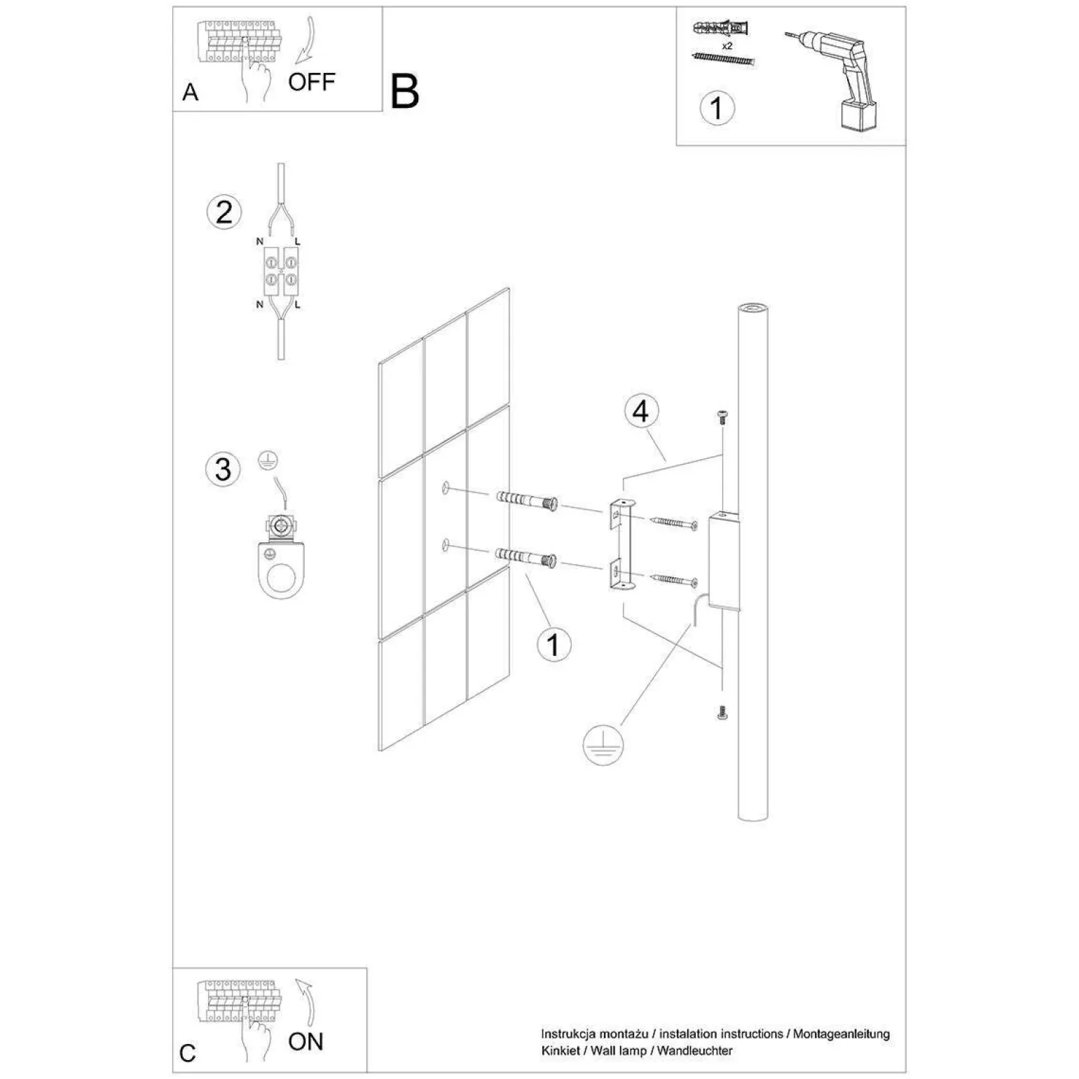 Kinkiet PASTELO 2 czarny (SL.1178) - Sollux Lighting