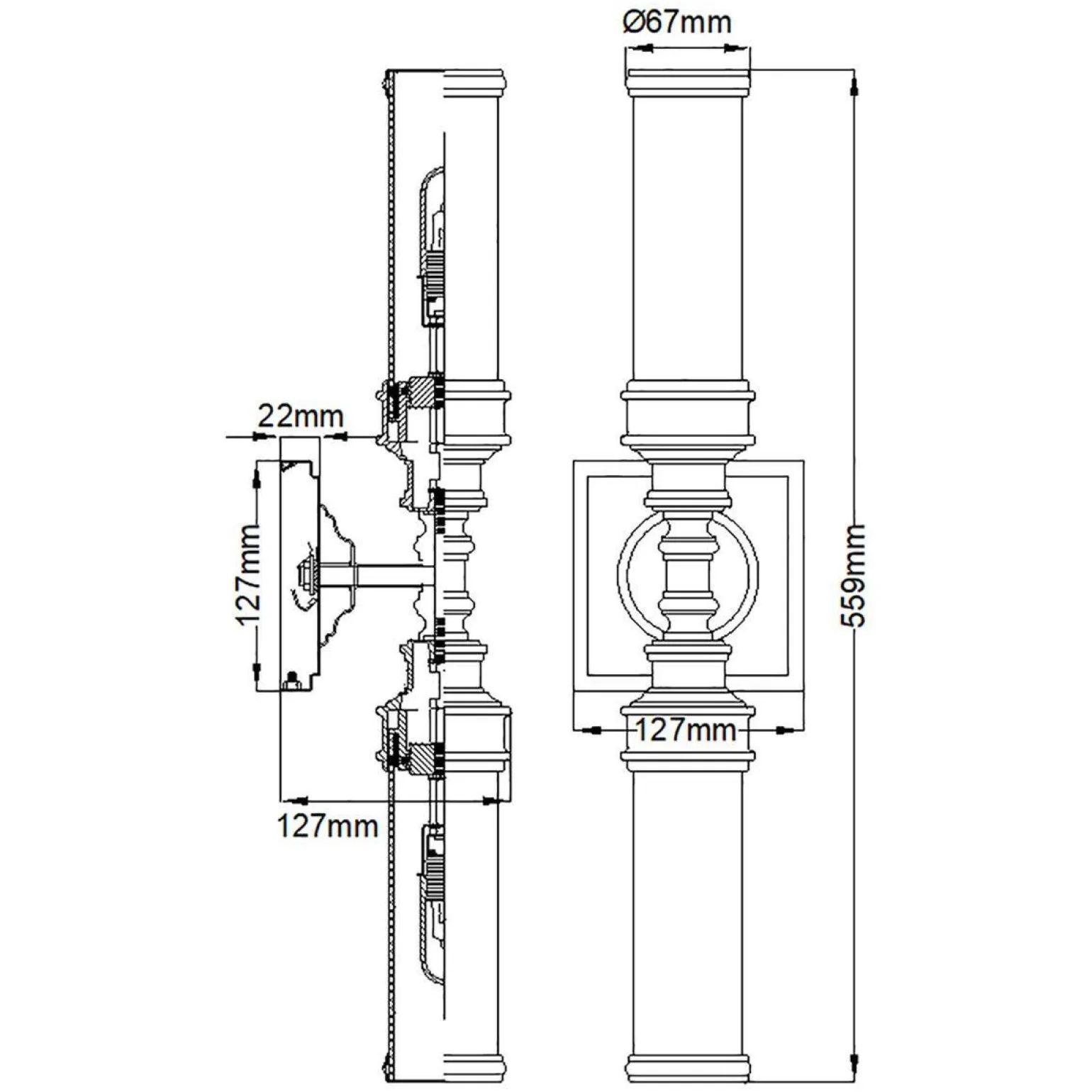 Kinkiet Payne (FE-PAYN-OR2-BATH) - Elstead Lighting