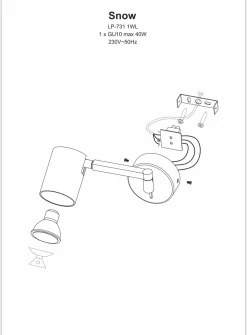 Kinkiet SNOW z wysięgnikiem biały (LP-731/1WL WH) - Light Prestige