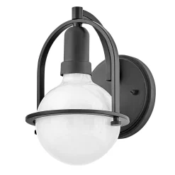 Kinkiet Somerset - 1 źródło światła - Opalowe szkło - Czarny (QN-SOMERSET1-BK) - Quintiesse