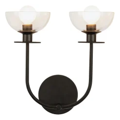 Kinkiet Sylvia - 2 źródła światła - Matowa czerń (ALM-SYLVIA-2WB-BK-CL) - Elstead Lighting