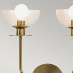 Kinkiet Sylvia - 2 źródła światła - Szczotkowane złoto (ALM-SYLVIA-2WB-BG-CL) - Elstead Lighting