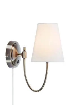 Kinkiet z abażurem AMAR Wall Offwhite/Antique Brass (108908) Markslojd