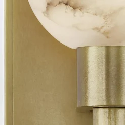 Kinkiet z alabastrowym kloszem Lucian Vintage mosiądz (QN-LUCIAN1-VBS-AR) - Quintiesse