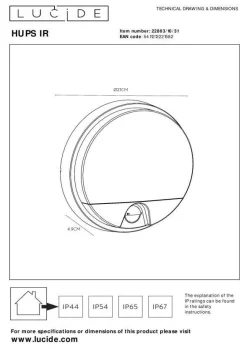 Kinkiet zewnętrzny HUPS - CZUJNIK RUCHU (22863/10/31) - Lucide