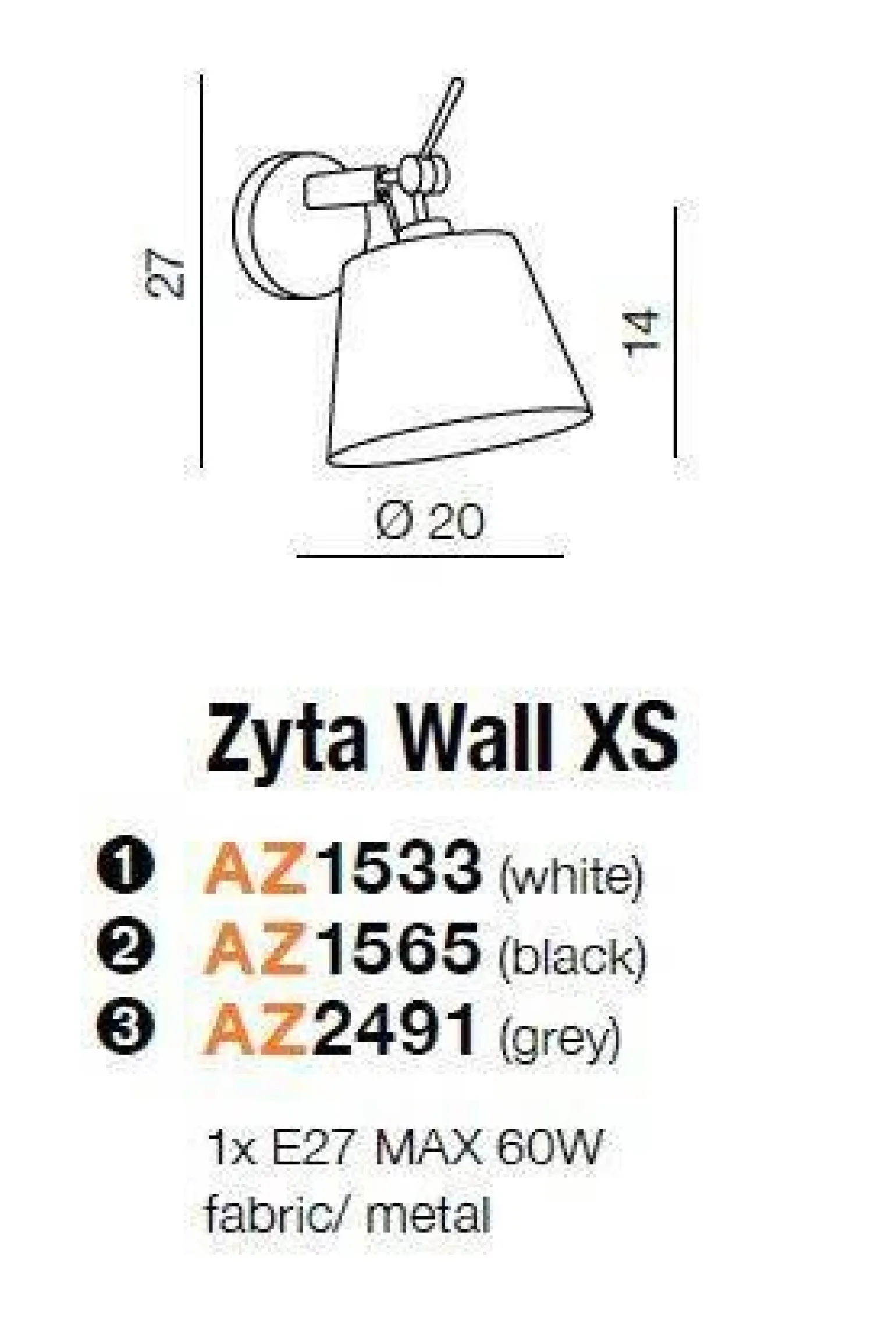 Kinkiet Zyta XS biały (AZ1533) Azzardo