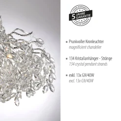 Kryształowa lampa wisząca RICICLE CHROM (2036-17) - Paul Neuhaus