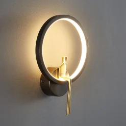 Lampa ścienna AMICI RING LED czarno złota 27 cm (ST-B3607 black) - Step into Design