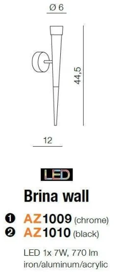 Lampa ścienna, kinkiet BRINA kol. CHROM (AZ1009) Azzardo