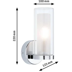 Lampa ścienna LUENA E14 max. 20W IP44 230V szkło chrom / metal (PL71076) - PAULMANN