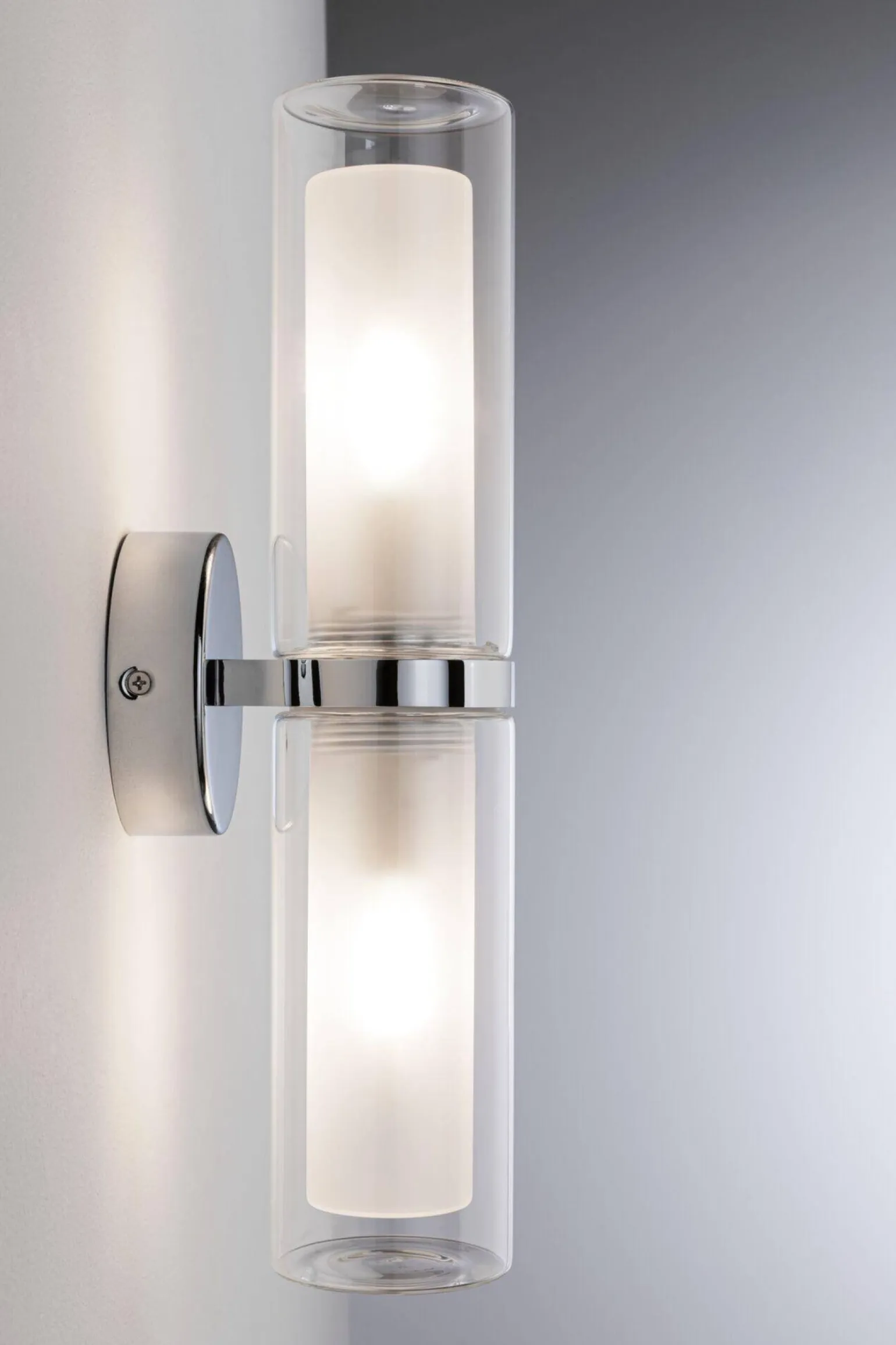 Lampa ścienna LUENA E14 max. 2x20W IP44 230V szkło chrom / metal (PL71077) - PAULMANN