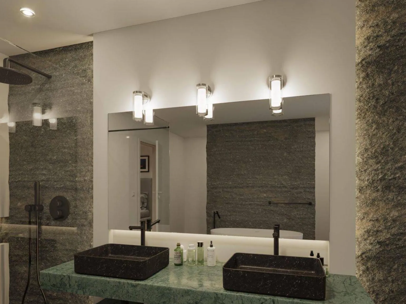 Lampa ścienna LUENA E14 max. 2x20W IP44 230V szkło chrom / metal (PL71077) - PAULMANN