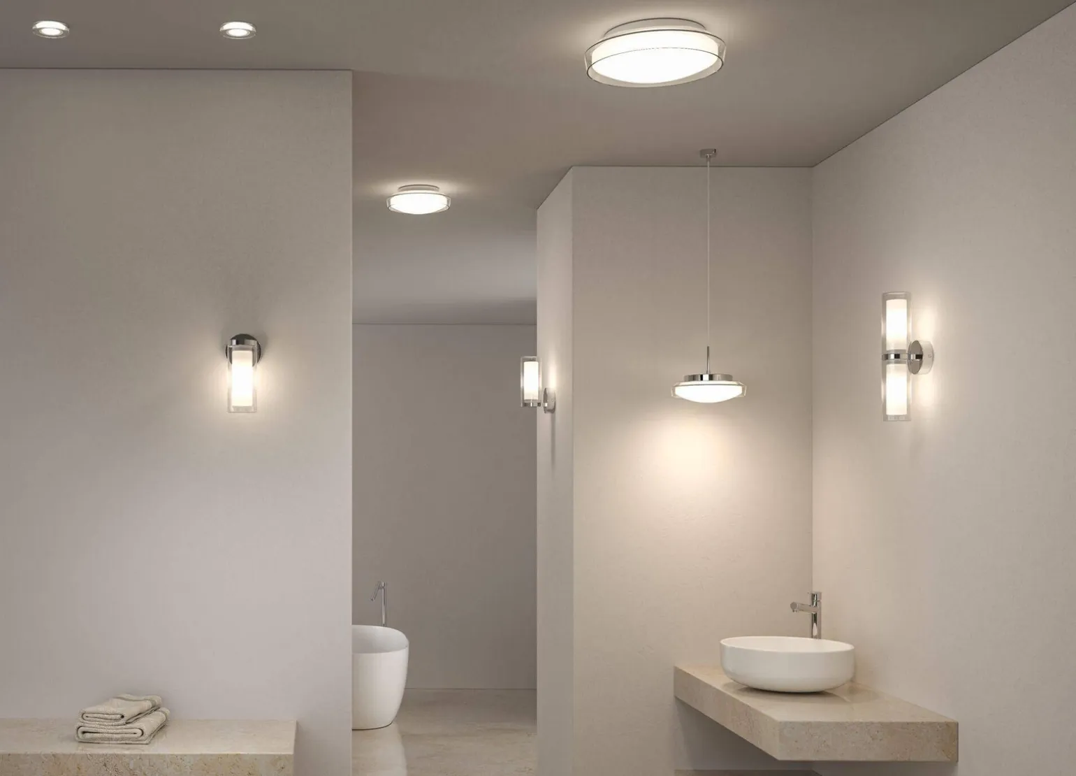 Lampa ścienna LUENA E14 max. 2x20W IP44 230V szkło chrom / metal (PL71077) - PAULMANN