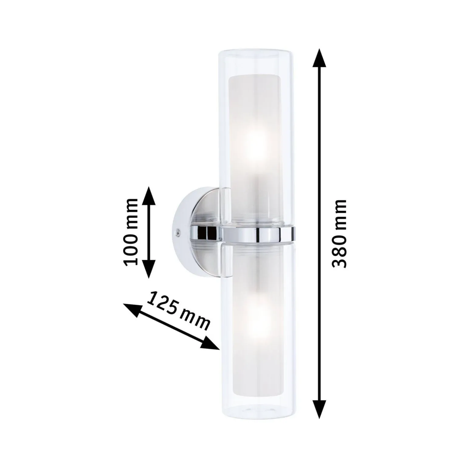 Lampa ścienna LUENA E14 max. 2x20W IP44 230V szkło chrom / metal (PL71077) - PAULMANN