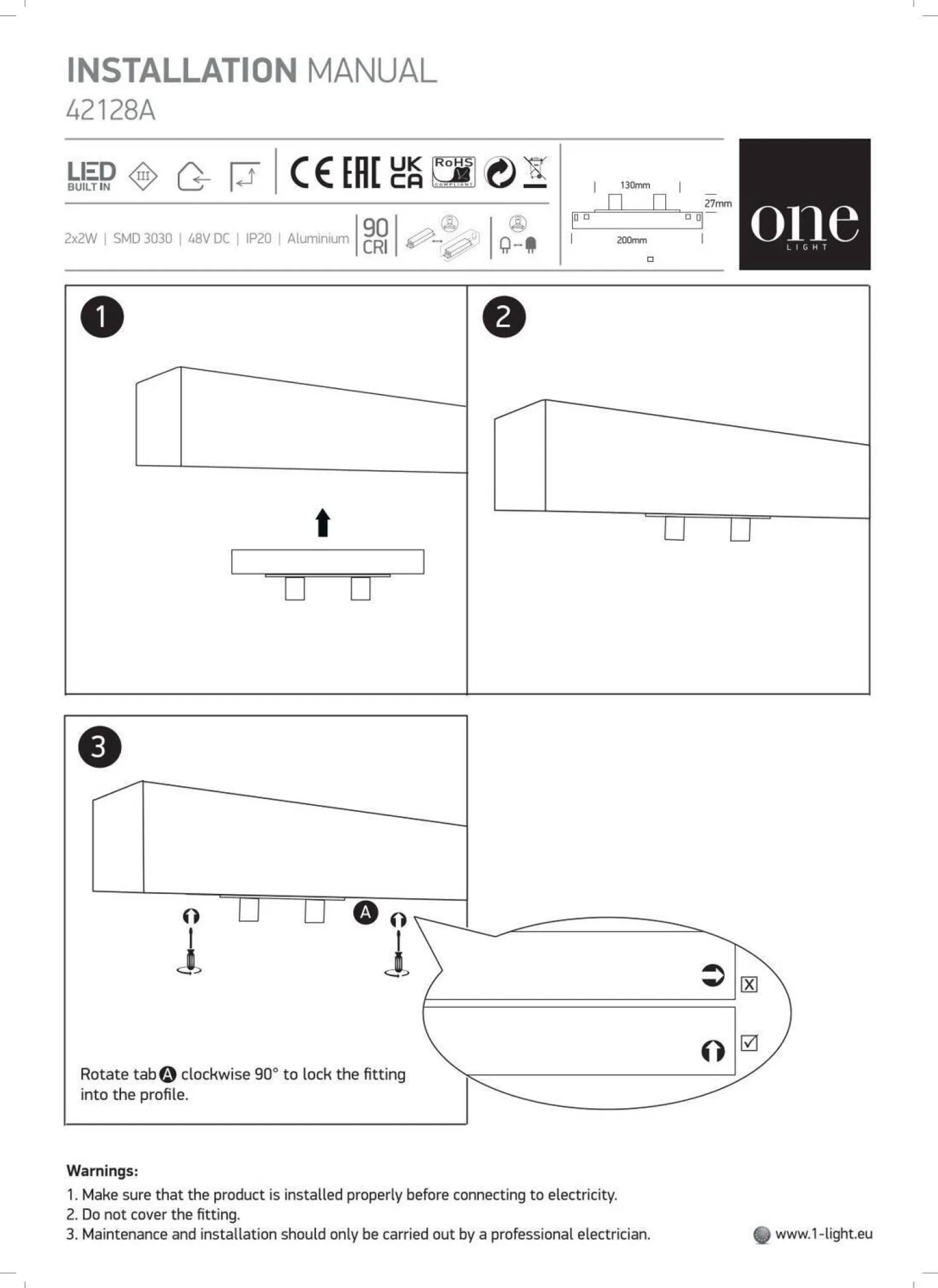 Lampa do szyny magnetycznej SONE 2 czarny LED 3000K 4W 200lm () - MakeYourLight