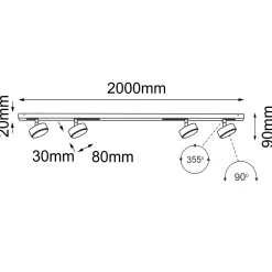 Lampa modułowa Drop Line move 4 - Czarna (2000 mm) (1027) - Brosline