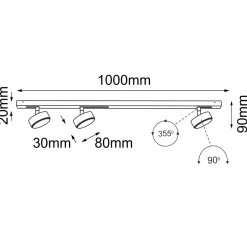 Lampa modułowa Drop Line move 3 - Czarna (1000 mm) (1025) - Brosline