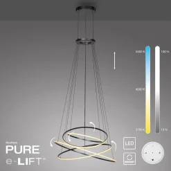Lampa na pilota, z płynną regulacją wysokości PURE E-FLYING RINGS SZARY (2566-15) - Paul Neuhaus