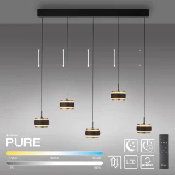 Lampa na pilota, z regulacją światła i wysokości PURE FALLING RINGS CZARNA (2504-18) - Paul Neuhaus