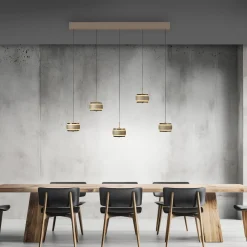 Lampa na pilota, z regulacją światła i wysokości PURE FALLING RINGS BRĄZOWY/CHROM (2504-97) - Paul Neuhaus