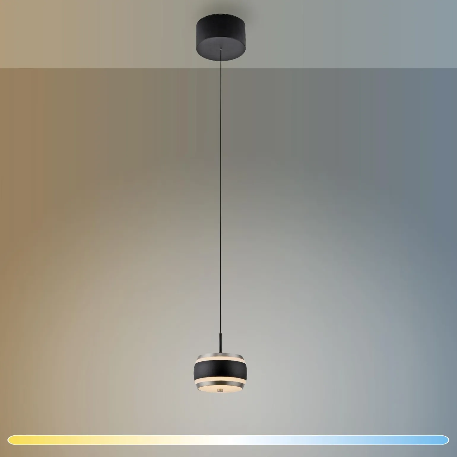 Lampa na pilota, z regulacją światła i wysokości PURE FALLING RINGS CZARNA (2503-18) - Paul Neuhaus