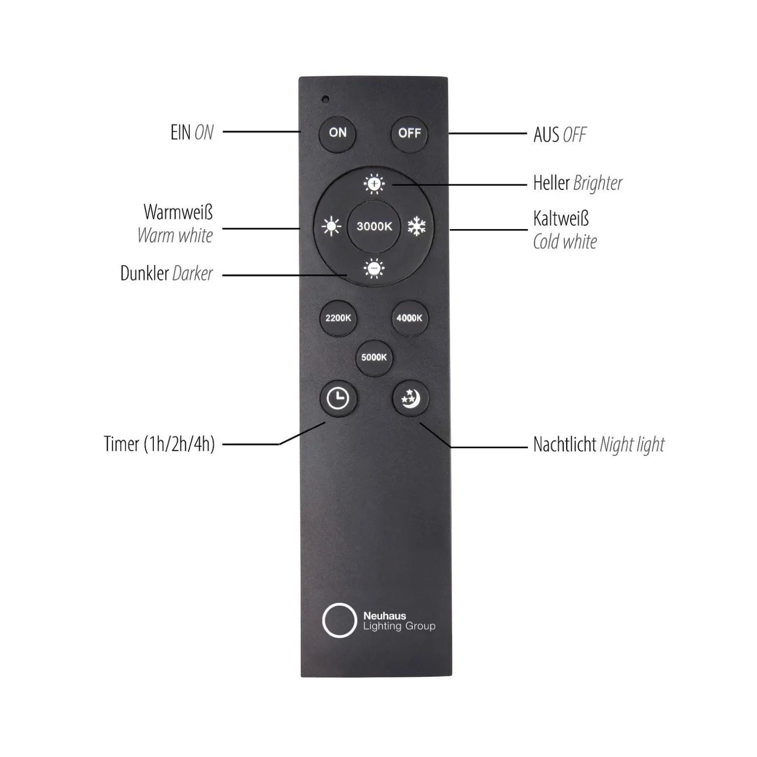 Lampa na pilota, z regulacją światła i wysokości PURE FALLING RINGS CZARNA (2503-18) - Paul Neuhaus